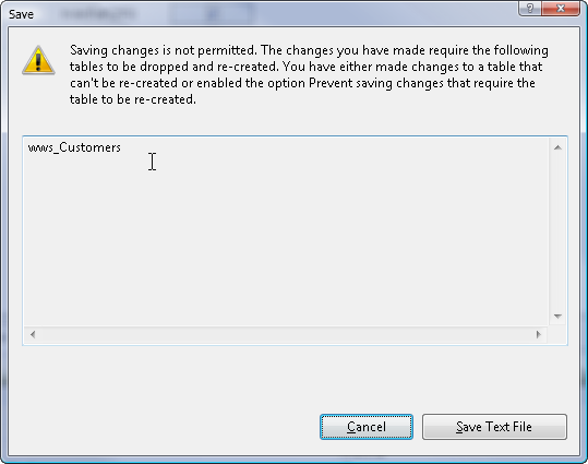 Khắc phục lỗi không save thay đổi trong SQL 2008